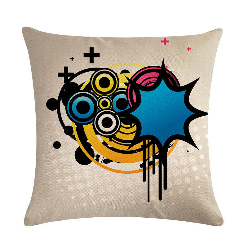 KTX-860499 Abstract Guitar Design Linen Cushion Cover - Modern 45x45cm Cotton Pillowcase