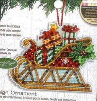 HKM-860499 Christmas Sleigh Cross Stitch Ornament Kit - 14ct, 48x60 Grid, Complete with Color Printing Design