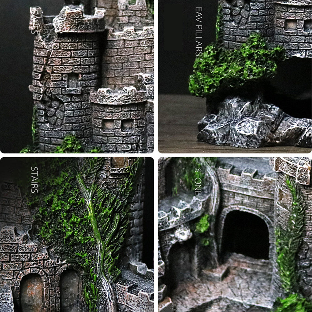 HKM-860499 European Style Resin Castle Decoration for Aquariums - 17 x 6 x 13 cm