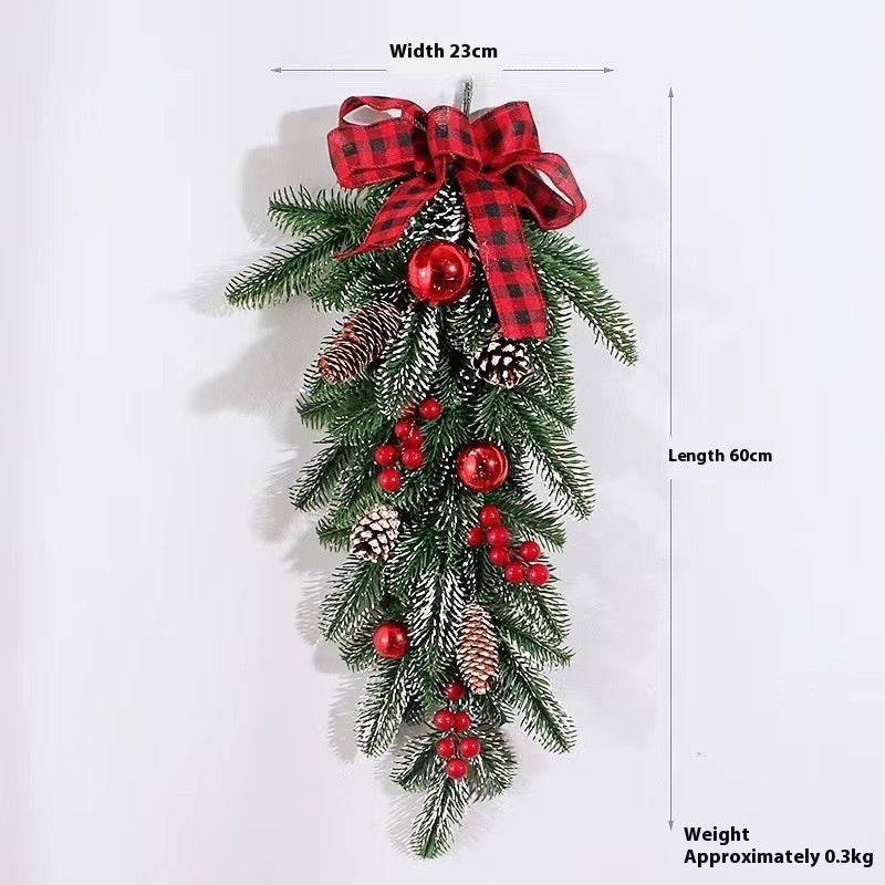 HKM-860627 Christmas Rattan Horn Garland for Door Hanging and Window Display