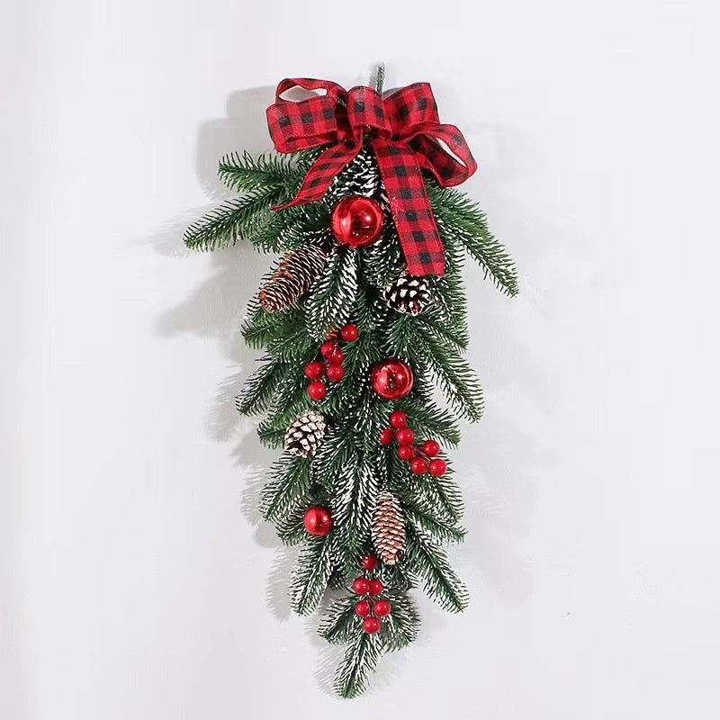 HKM-860627 Christmas Rattan Horn Garland for Door Hanging and Window Display