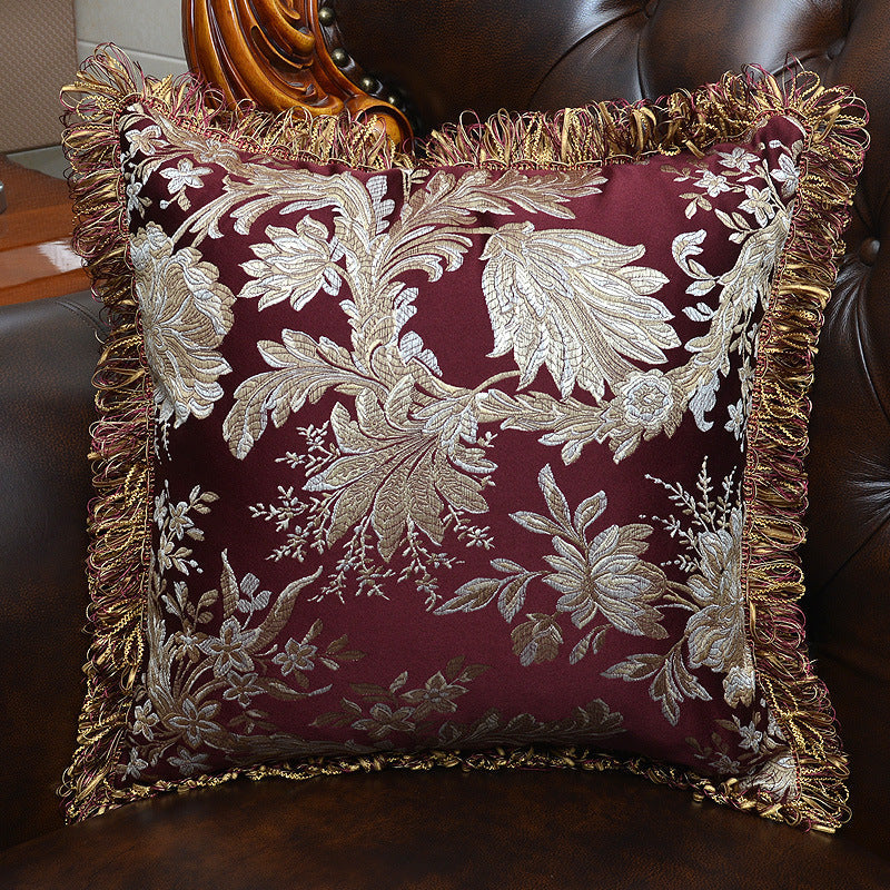 HKM-860627 European Style Tassel Pillow Cover - Plant and Flower Pattern, Various Colors and Sizes