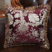 HKM-860627 European Style Tassel Pillow Cover - Plant and Flower Pattern, Various Colors and Sizes