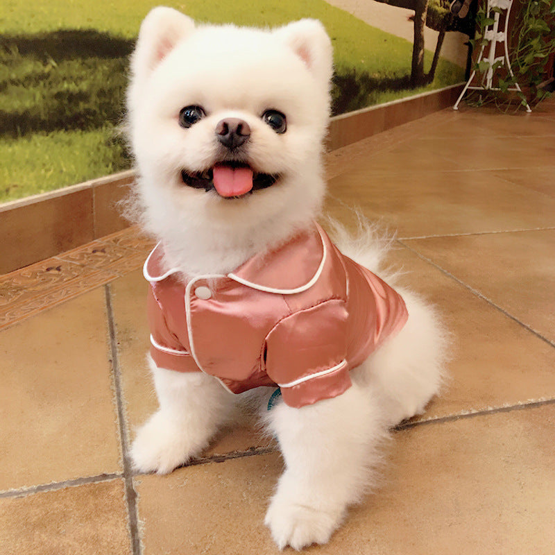 HKM-860627 Stylish Spring and Summer Dog Pajamas with Silk Bathrobe Design - Soft Polyester Cotton