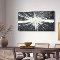 HKM-860755 Handmade Abstract Black and White Oil Painting on Canvas for Living Room Decoration - Unique Modern Wall Art