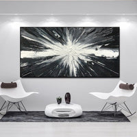 HKM-860755 Handmade Abstract Black and White Oil Painting on Canvas for Living Room Decoration - Unique Modern Wall Art
