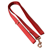 HKM-860819 Adjustable Red Dot Dog Leash and Collar Set for All Dog Sizes