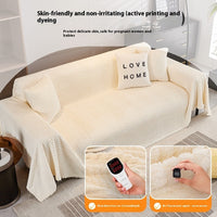 HKM-860819 Thick Plush Velvet Sofa Cover - Herringbone Pattern in Milky White, Milky Yellow, Matcha Green, and Oat Gray