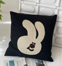 HKM-860947 Embroidered Cotton Canvas Animal Pillow with Insert – 45x45cm, Cartoon Design
