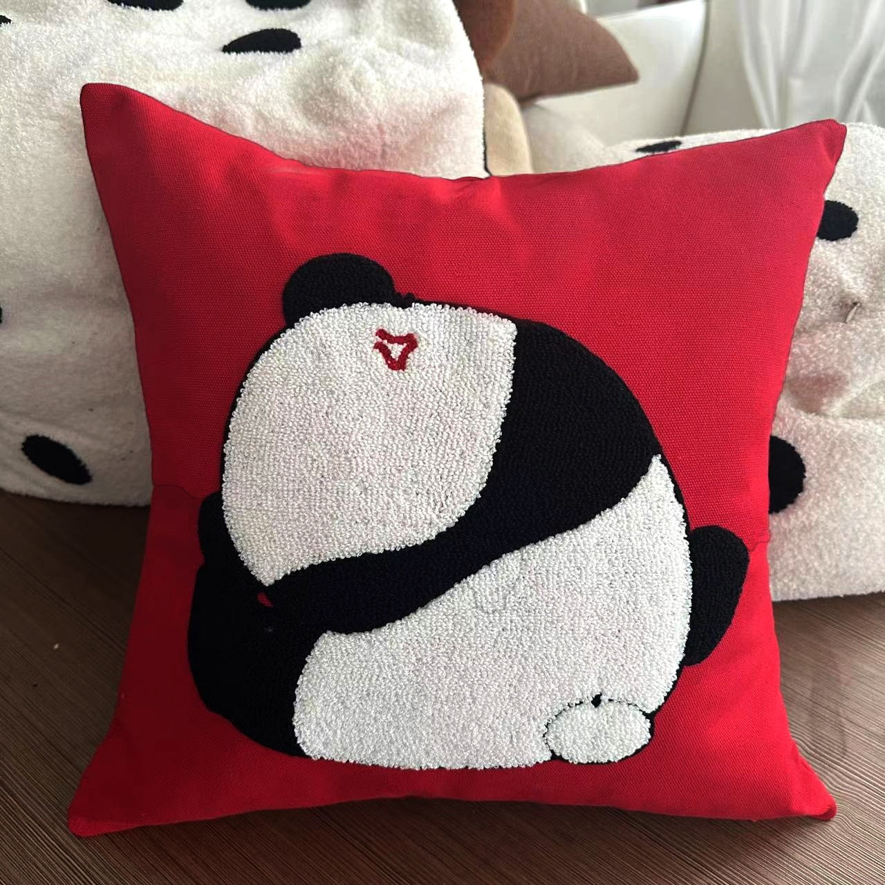 HKM-860947 Embroidered Cotton Canvas Animal Pillow with Insert – 45x45cm, Cartoon Design