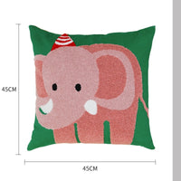 HKM-860947 Embroidered Cotton Canvas Animal Pillow with Insert – 45x45cm, Cartoon Design