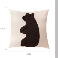 HKM-860947 Embroidered Cotton Canvas Animal Pillow with Insert – 45x45cm, Cartoon Design