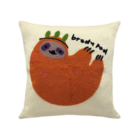 HKM-860947 Embroidered Cotton Canvas Animal Pillow with Insert – 45x45cm, Cartoon Design