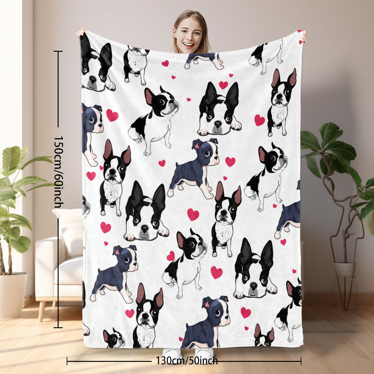 HKM-861139 Soft Fleece Dog Blanket - Lightweight Flannel Throw for Couches and Beds, Multiple Sizes Available