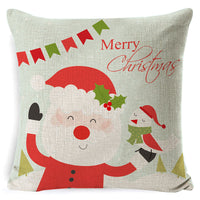 HKM-861267 Christmas Floral Linen Pillow Cover, Soft Plush Cushion with Tassels, 45x45cm