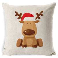 HKM-861267 Christmas Floral Linen Pillow Cover, Soft Plush Cushion with Tassels, 45x45cm