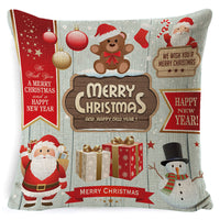 HKM-861267 Christmas Floral Linen Pillow Cover, Soft Plush Cushion with Tassels, 45x45cm