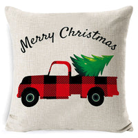 HKM-861267 Christmas Floral Linen Pillow Cover, Soft Plush Cushion with Tassels, 45x45cm