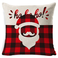 HKM-861267 Christmas Floral Linen Pillow Cover, Soft Plush Cushion with Tassels, 45x45cm