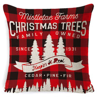 HKM-861267 Christmas Floral Linen Pillow Cover, Soft Plush Cushion with Tassels, 45x45cm