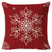 HKM-861267 Christmas Floral Linen Pillow Cover, Soft Plush Cushion with Tassels, 45x45cm