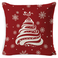 HKM-861267 Christmas Floral Linen Pillow Cover, Soft Plush Cushion with Tassels, 45x45cm