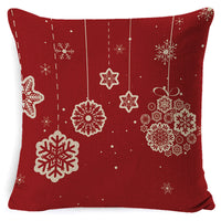 HKM-861267 Christmas Floral Linen Pillow Cover, Soft Plush Cushion with Tassels, 45x45cm