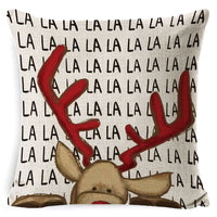 HKM-861267 Christmas Floral Linen Pillow Cover, Soft Plush Cushion with Tassels, 45x45cm
