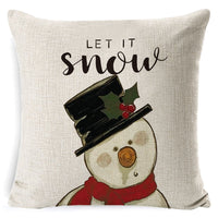 HKM-861267 Christmas Floral Linen Pillow Cover, Soft Plush Cushion with Tassels, 45x45cm