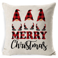 HKM-861267 Christmas Floral Linen Pillow Cover, Soft Plush Cushion with Tassels, 45x45cm