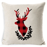 HKM-861267 Christmas Floral Linen Pillow Cover, Soft Plush Cushion with Tassels, 45x45cm