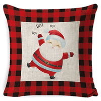 HKM-861267 Christmas Floral Linen Pillow Cover, Soft Plush Cushion with Tassels, 45x45cm