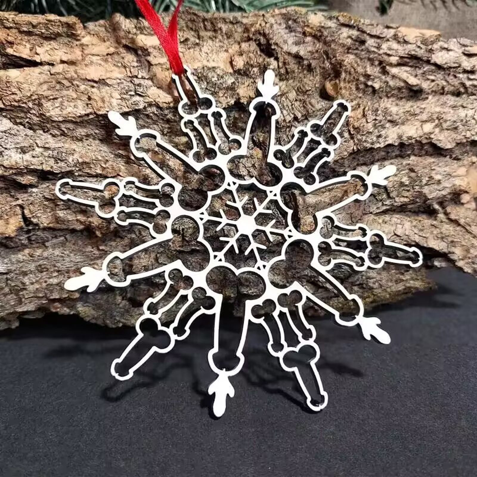 HKM-861587 Wooden Christmas Snowflake Pendant - Decorative Boxwood Ornament for Home and Office