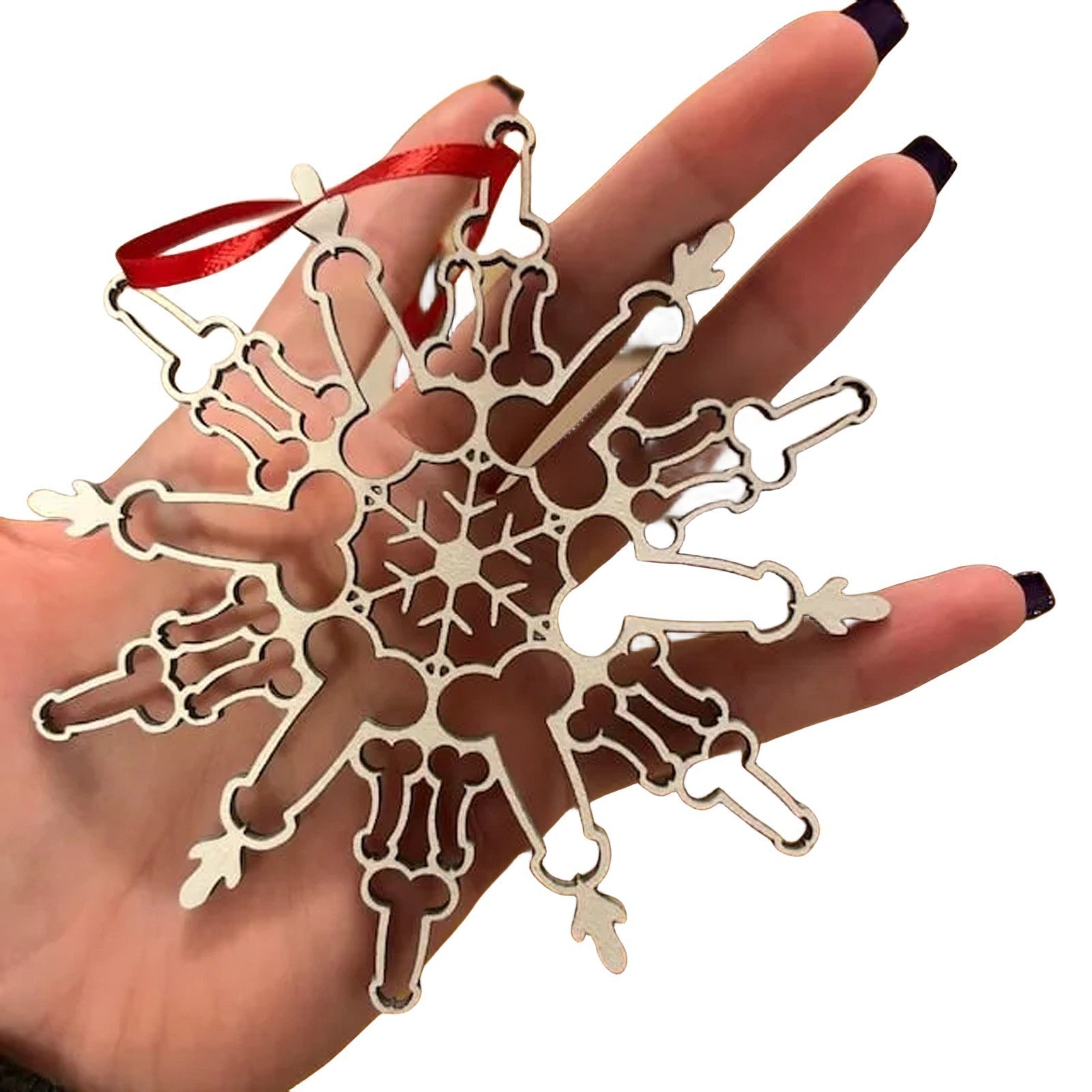 HKM-861587 Wooden Christmas Snowflake Pendant - Decorative Boxwood Ornament for Home and Office