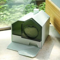 HKM-861651 Extra Large Fully Enclosed Anti-Splash Cat Litter Box with Odor Control and Foot Pad - Green, Coconut Ash, Cherry Blossom
