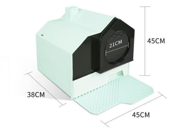 HKM-861651 Extra Large Fully Enclosed Anti-Splash Cat Litter Box with Odor Control and Foot Pad - Green, Coconut Ash, Cherry Blossom