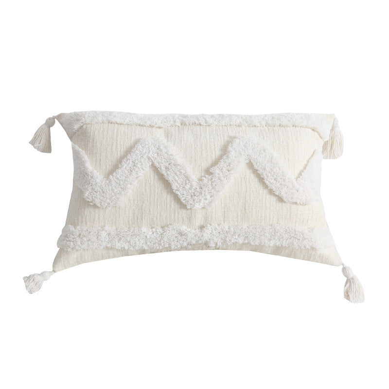 KTX-861651 Tufted Chenille Pillowcase - Handmade Blended Fabric Cushion Cover, 45x45cm