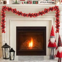 HKM-861779 Christmas Bauble Garland, 186 cm Polystyrene, Indoor/Outdoor Decorative Accent in Pink, Red, Black, and White