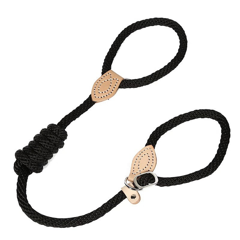 HKM-861779 Hemp Rope Traction Collar Integrated Training Dog Leash - Fashionable and Wear-Resistant