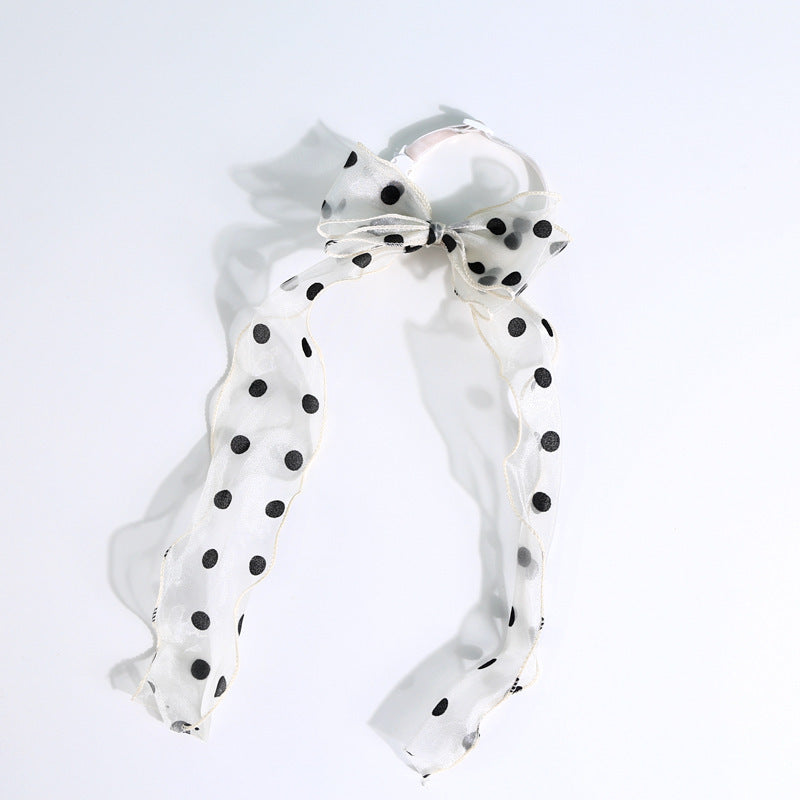 HKM-861843 Adjustable Polka Dot Bowknot Cat Collar - Organza Fairy Style for Cats, 17-33cm