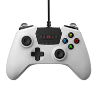 HKM-861843 Wired USB Gamepad for Gaming, Vibration Feedback, ABS Material, White and Black Color