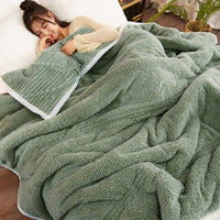HKM-861971 Cozy Three-Layer Lamb Fleece Blanket in Various Colors and Sizes