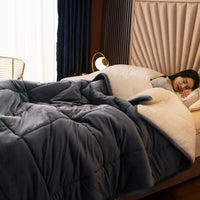 HKM-861971 Cozy Three-Layer Lamb Fleece Blanket in Various Colors and Sizes
