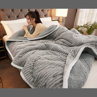HKM-861971 Cozy Three-Layer Lamb Fleece Blanket in Various Colors and Sizes
