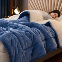HKM-861971 Cozy Three-Layer Lamb Fleece Blanket in Various Colors and Sizes