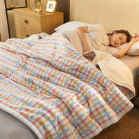 HKM-861971 Cozy Three-Layer Lamb Fleece Blanket in Various Colors and Sizes