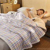 HKM-861971 Cozy Three-Layer Lamb Fleece Blanket in Various Colors and Sizes