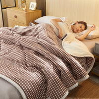 HKM-861971 Cozy Three-Layer Lamb Fleece Blanket in Various Colors and Sizes