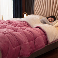 HKM-861971 Cozy Three-Layer Lamb Fleece Blanket in Various Colors and Sizes
