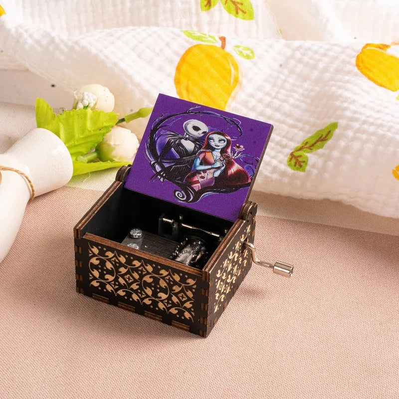 HKM-861971 Custom Halloween Eco-Friendly Mini Wooden Hand Cranked Music Box